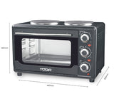 TODO 23L Benchtop Electric Oven Two Hot Plates Twin Hotplate 10A Amp