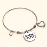 Bullion Gold She Believed She Could Heart Charm White Gold Layered Tubular Adjustable Inspirational Bangle