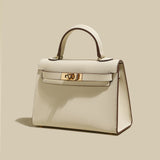 Classic Structured Leather Top-Handle Bag - Ivory