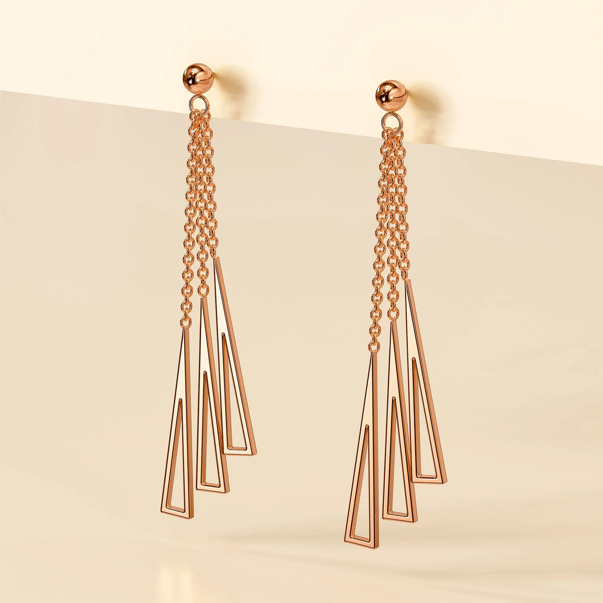 Bullion Gold Royal Tassel Rose Gold Layered Earrings