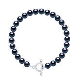 Bracelet Freshwater Pearl Black Sterling Silver 6-7mm 18cm
