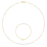 Necklace Freshwater Pearl White Yellow Gold 3-4mm
