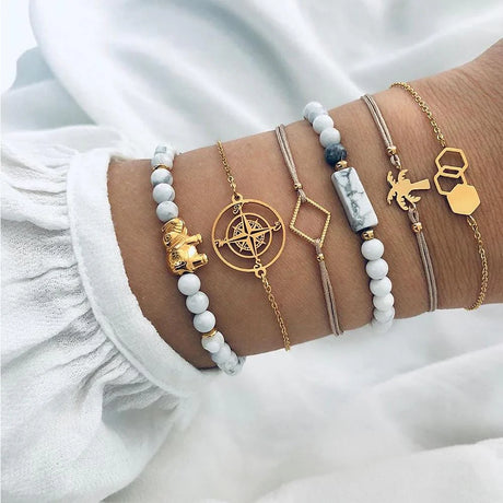 Bohemian 6-Piece Charm Bead Bracelet Set