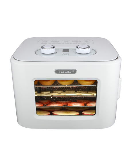 TODO 400W Food Dehydrator Stainless Steel Interior Preserve Yogurt Fruit Dryer Jerky Maker - White