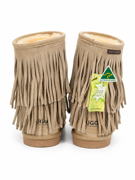Australian Leather Ugg Double Fringe Short - Natural - AU4