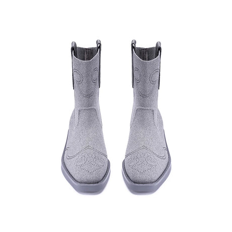 Knit Cowboy Boots - Grey