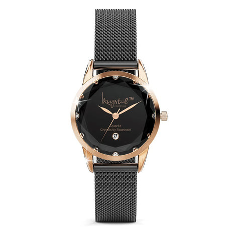 Krystal Couture Krystalline Sleek Gold on Black Watch Embellished with SWAROVSKI® Crystals