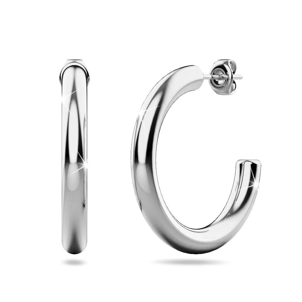 Bullion Gold Erica White Gold Hoop Earrings 20mm