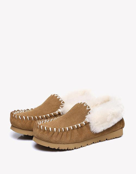 Popo Cow Suede Moccasin in Chestnut