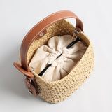 Handwoven Raffia Bucket Bag - Brown