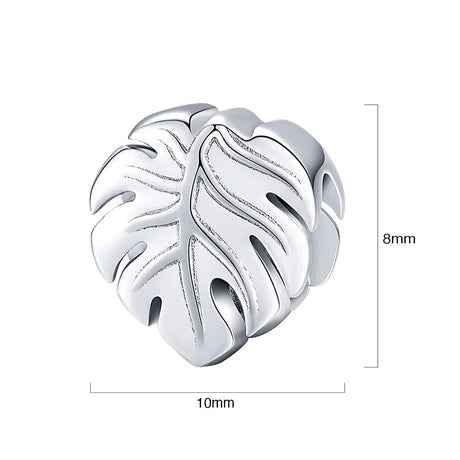 Solid 925 Sterling Silver Palm Leaf Pandora Inspired Charm