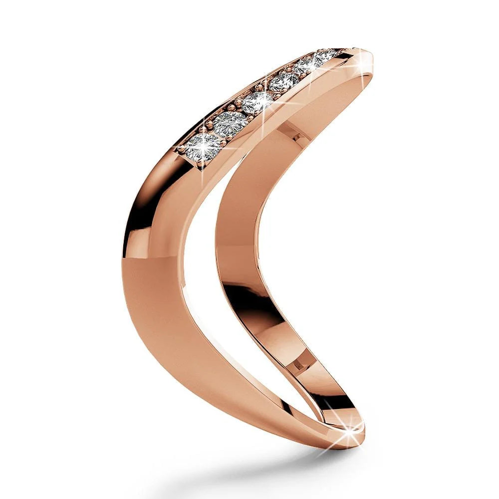 Krystal Couture Contortion Ring Embellished with Swarovski Crystals Rose Gold