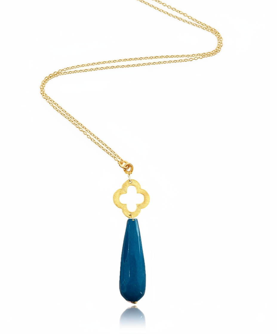 Liv Oliver 18K Gold Blue Jade Motif Necklace