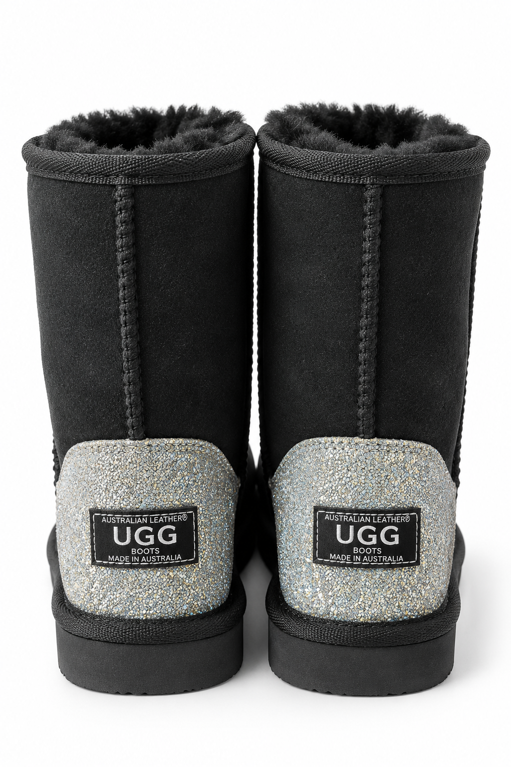 Australian Leather Ugg Classic Short Glitter Heel - Black - AU4