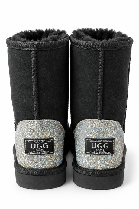 Australian Leather Ugg Classic Short Glitter Heel - Black - AU4