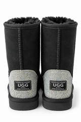 Australian Leather Ugg Classic Short Glitter Heel - Black - AU7