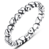 Solid 925 Sterling Silver Many Love Heart Band Ring
