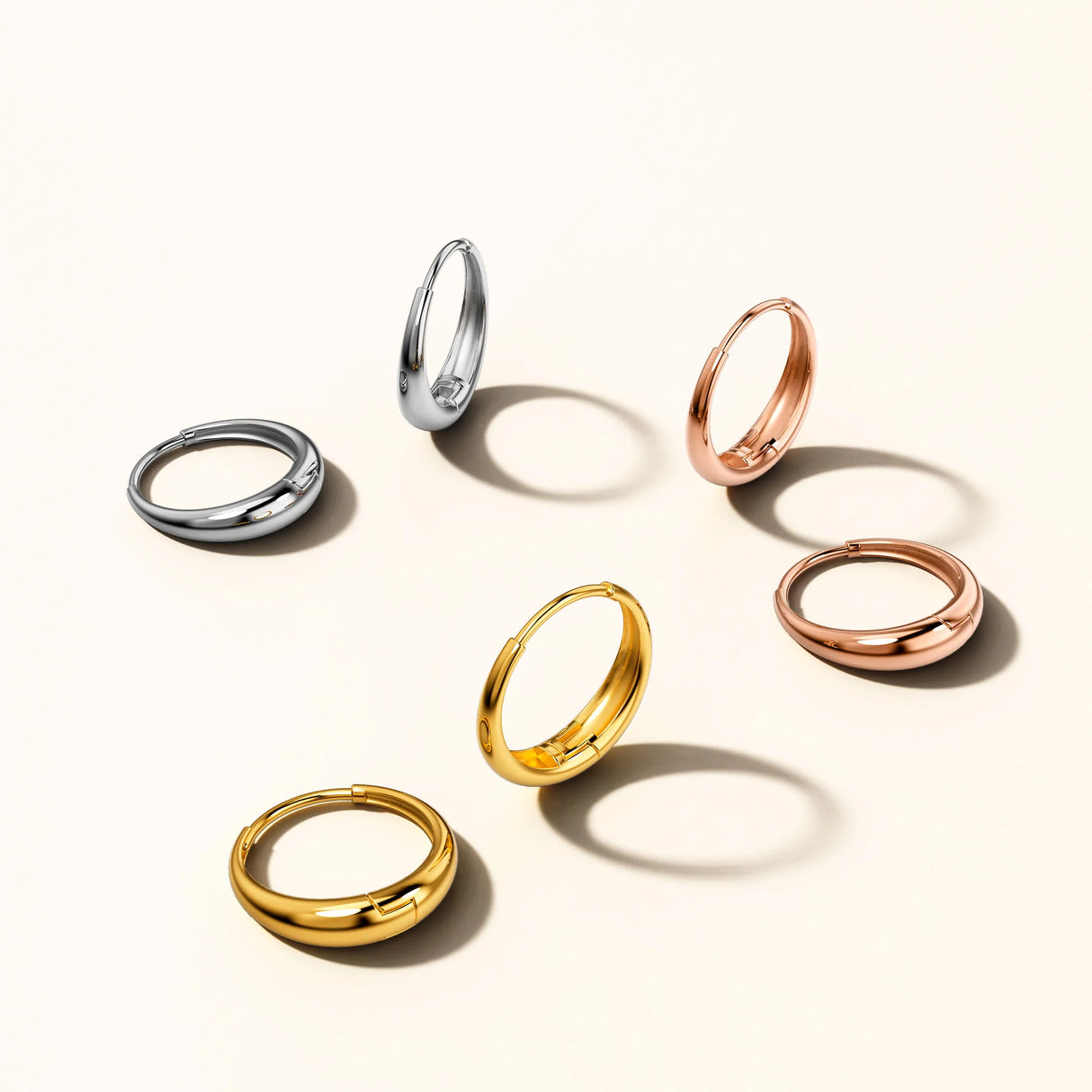 Bullion Gold Ciara Chic Graduated Hoop Earrings White Gold