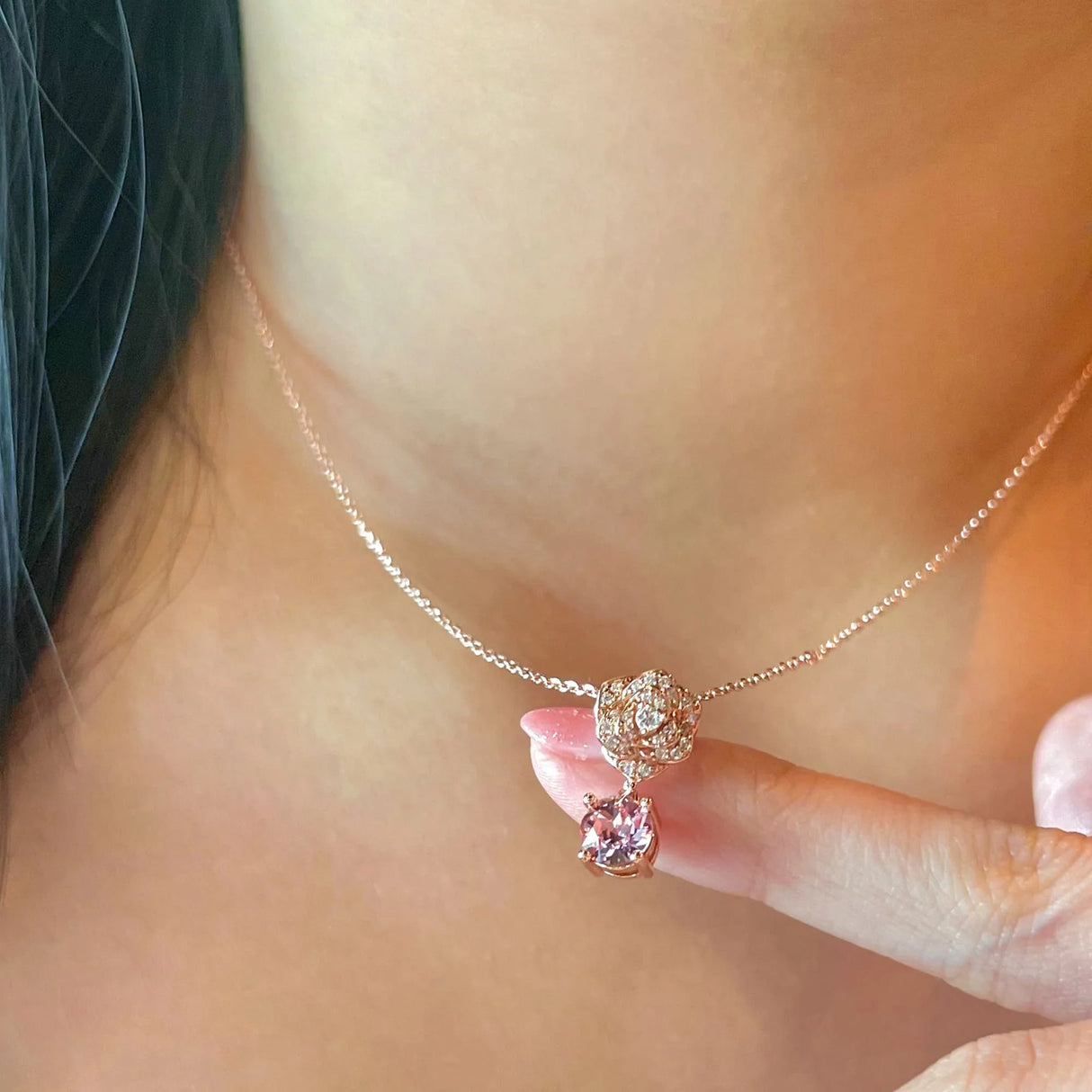 Krystal Couture Flower Blush Necklace Embellished with SWAROVSKI Crystals in Rose Gold