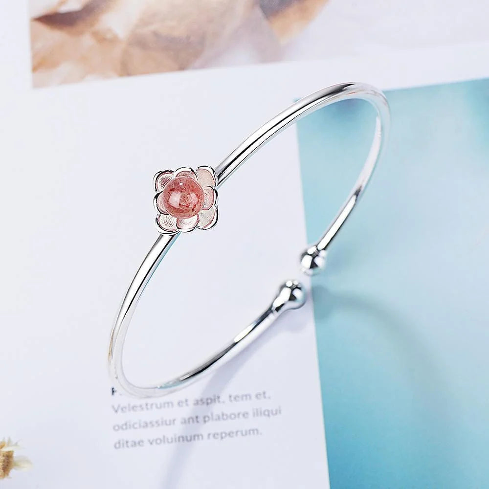 Amanda Flower Pink Strawberry Quartz Bangle