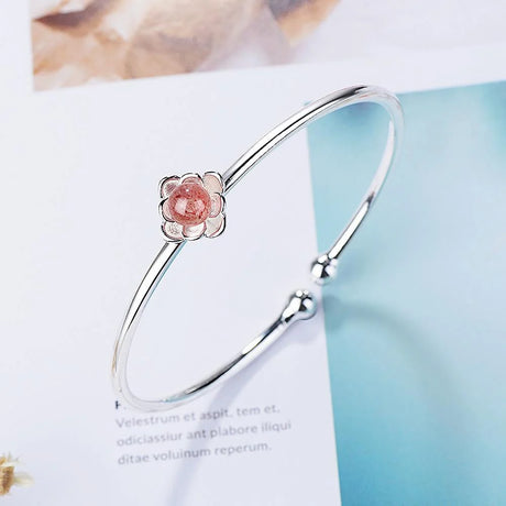 Amanda Flower Pink Strawberry Quartz Bangle