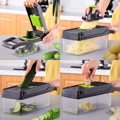 TODO Multifunction Food Chopper Cutter Shredder Strainer Grater Kitchen Tool Basket 12pcs Set