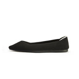 Comfortable Woven Pointed Toe Work Flats - Black