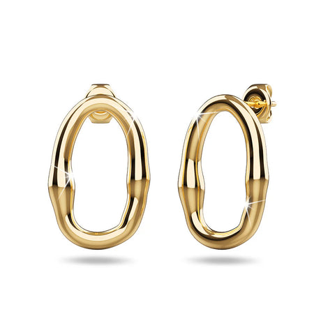Bullion Gold Ovalicious Stud Gold Layered Earrings