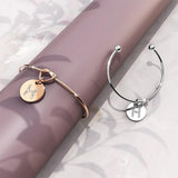 Bullion Gold Fancy Alphabet Letter Initial Bangle in White Gold