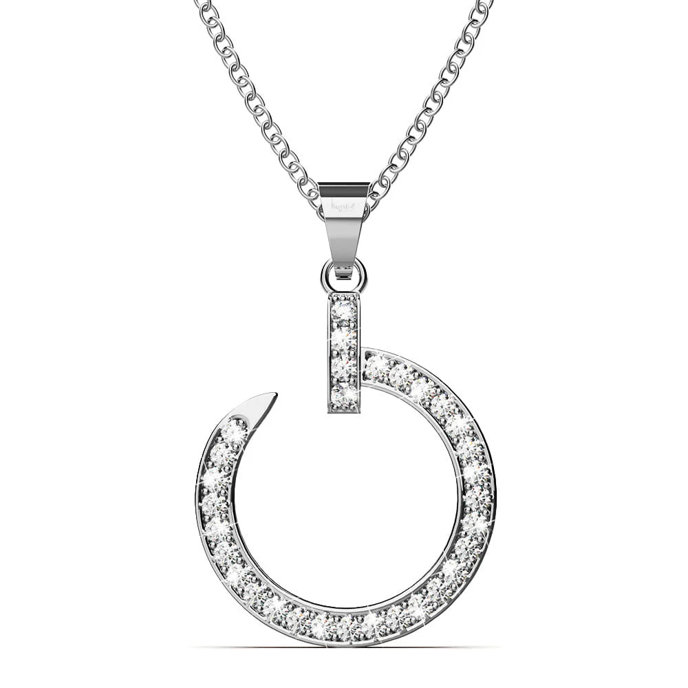 Krystal Couture Paradigm in Circle White Gold Pendant Necklace Embellished with Swarovski Crystals