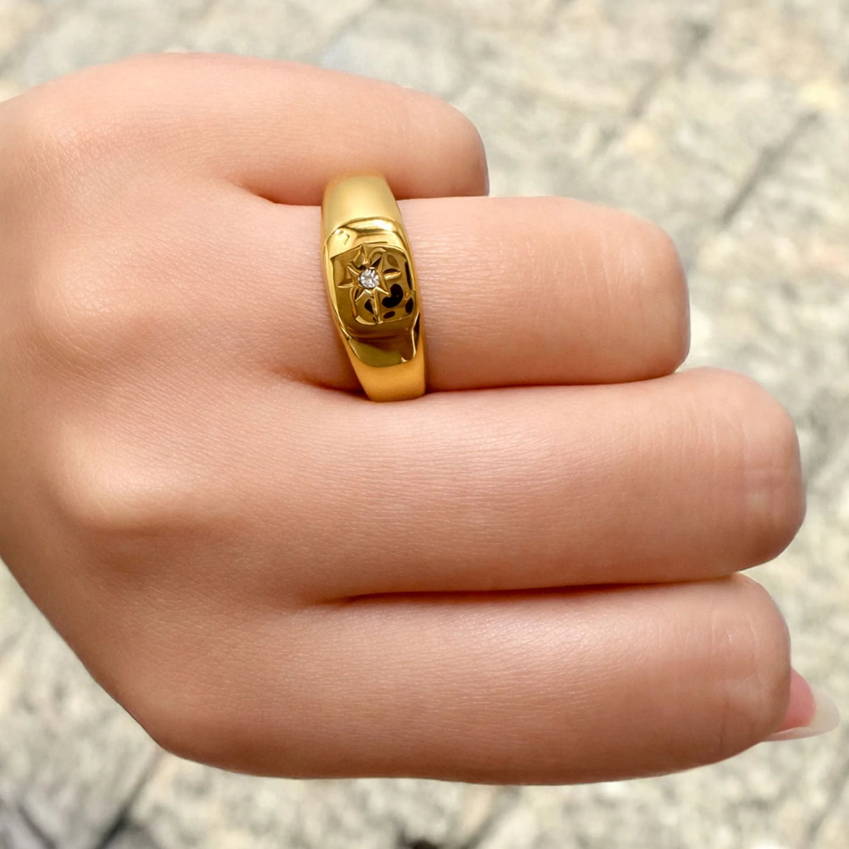 Bullion Gold Celestial Brilliance Ring with Cubic Zirconia in Gold Layered