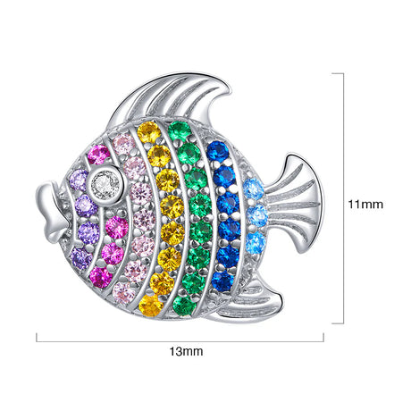 Solid 925 Sterling Silver Rainbow Fish Pandora Inspired Charm