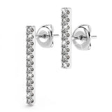 Solid 925 Sterling Silver Asymmetric Bar Stud Earrings