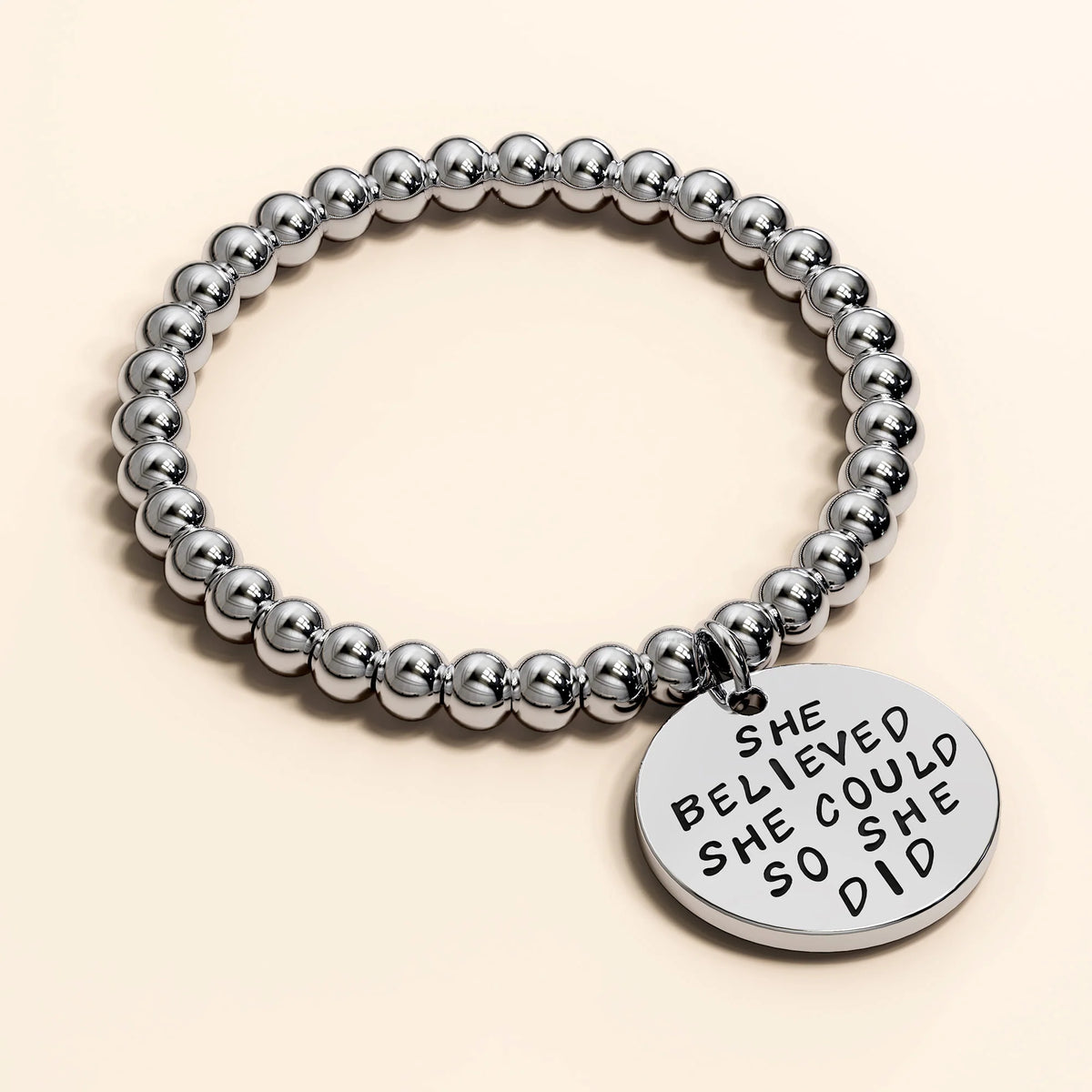 Bullion Gold She Believed She Could Inscriptions White Gold Layered Bracelet