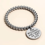 Bullion Gold She Believed She Could Inscriptions White Gold Layered Bracelet