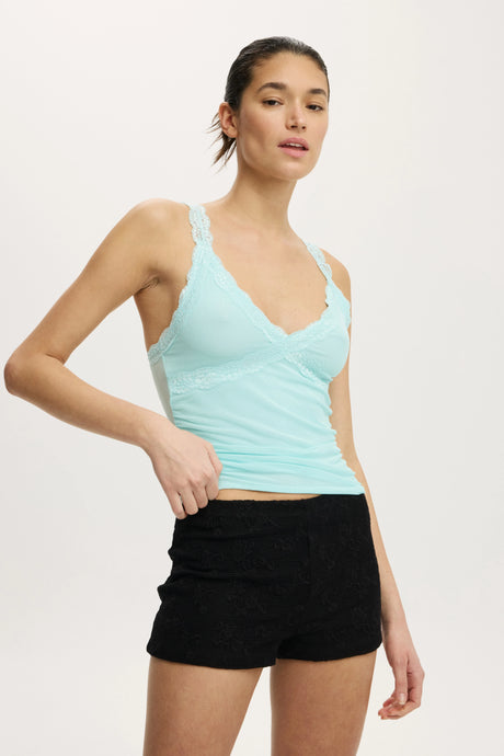 Cotton On Women's Lily Mesh Cami - Lagoon Lullaby
