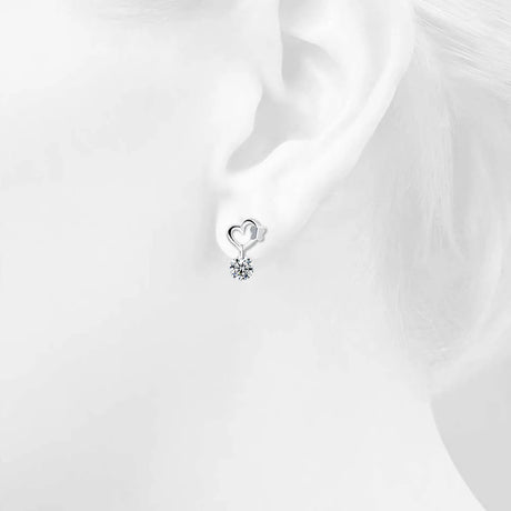 Solid 925 Sterling Silver Butterfly in Love Earrings