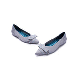 Vintage Bow Pointed Toe Flats - Grey