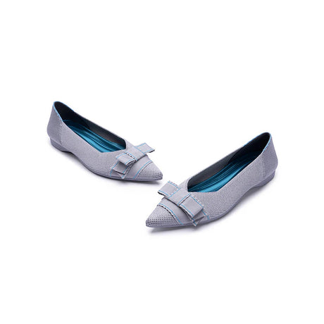 Vintage Bow Pointed Toe Flats - Grey