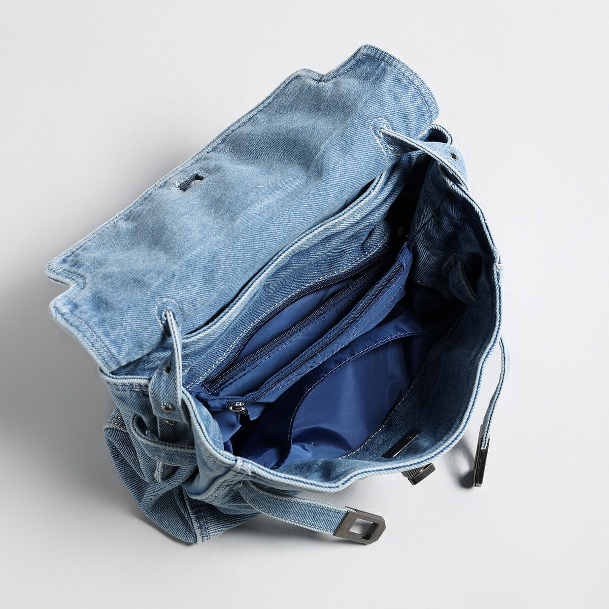 Distressed Denim Flap Crossbody - Denim