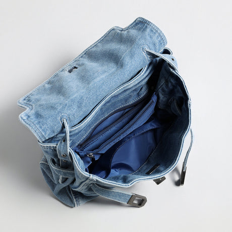 Distressed Denim Flap Crossbody - Denim