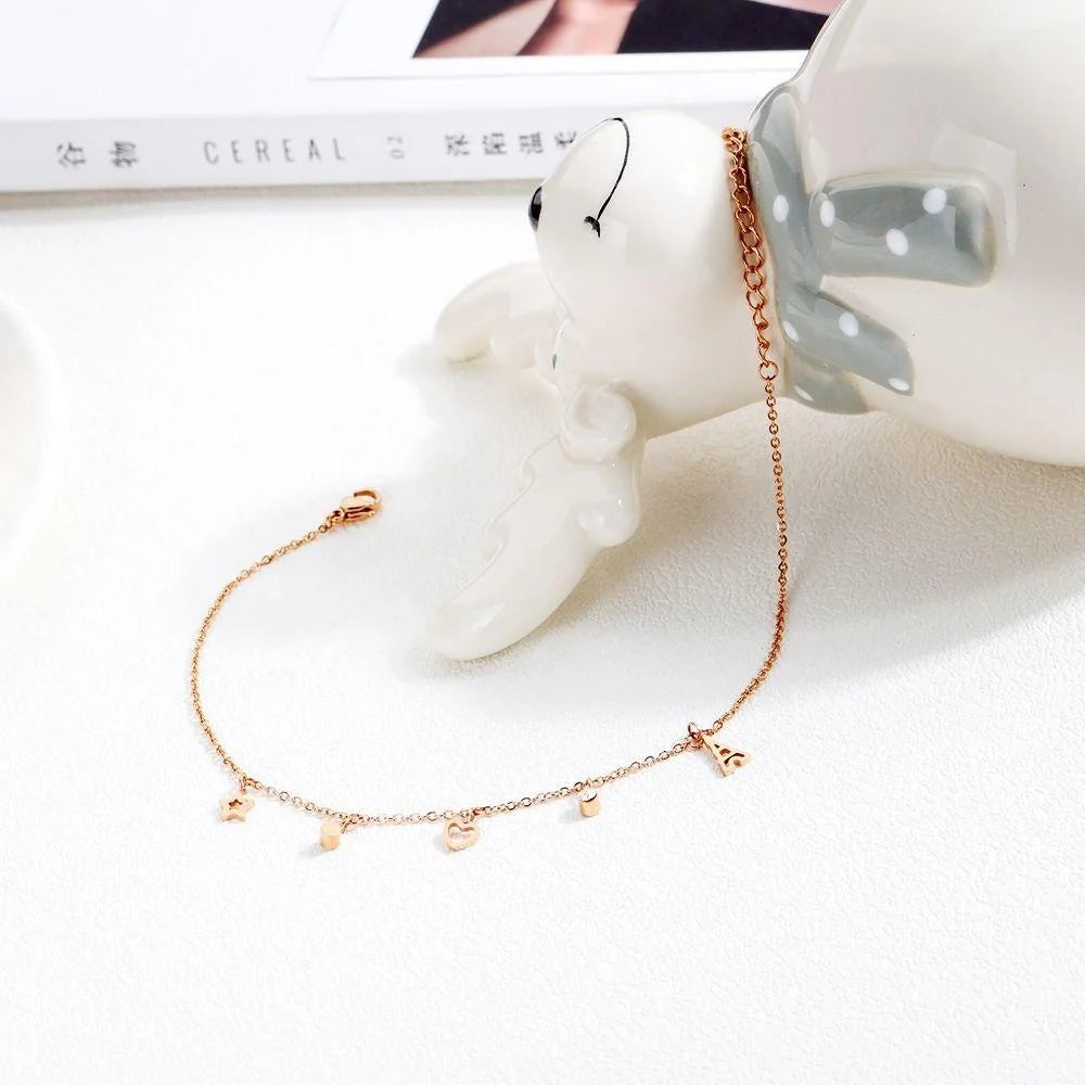Bullion Gold Dangling Stacey Charming Beach Feet Jewellery Rose Gold Layered Anklet