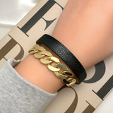 Snake Chain Leather Wrap Bracelet
