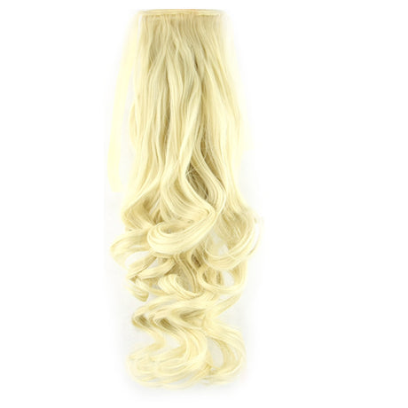 Light Blonde 22" Hair Extension Synthetic Hair Ponytail Curly Wavy Ribbon
