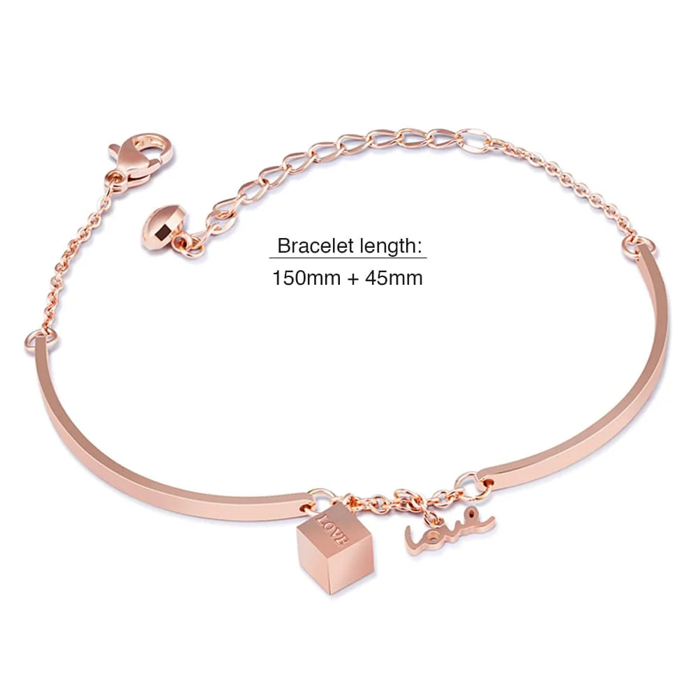 Bullion Gold Cubic Love Charm Bracelet