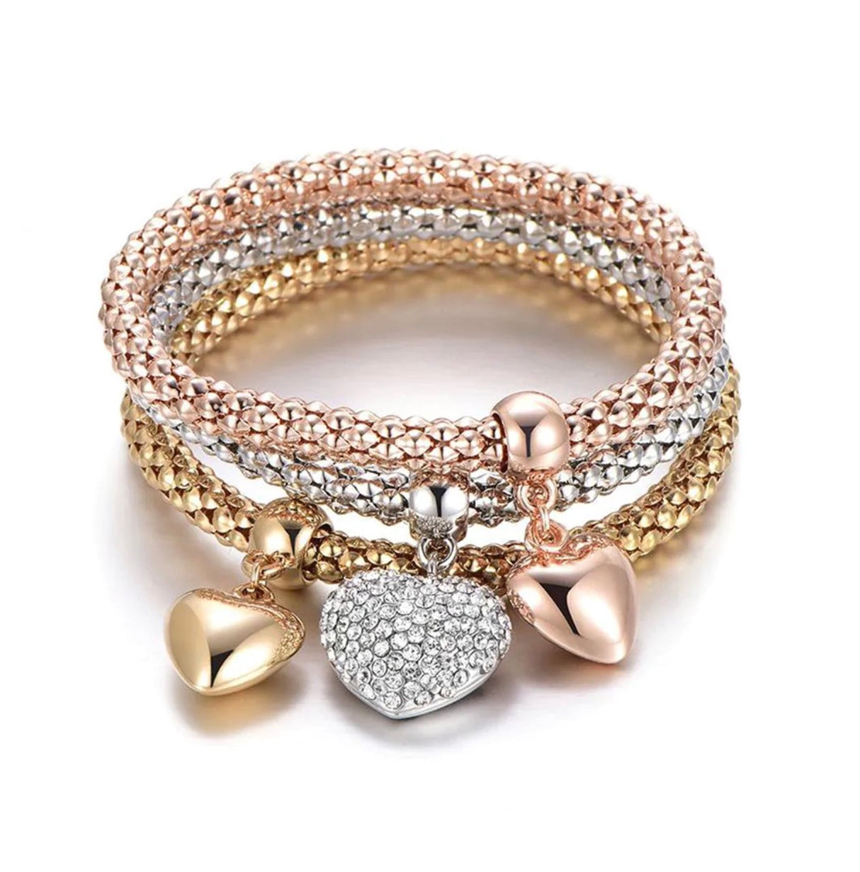 Liv Oliver 18K Gold Multi Layer Love Charm Bracelet