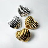 Bullion Gold Ridged Heart Gold layered Stud Earrings