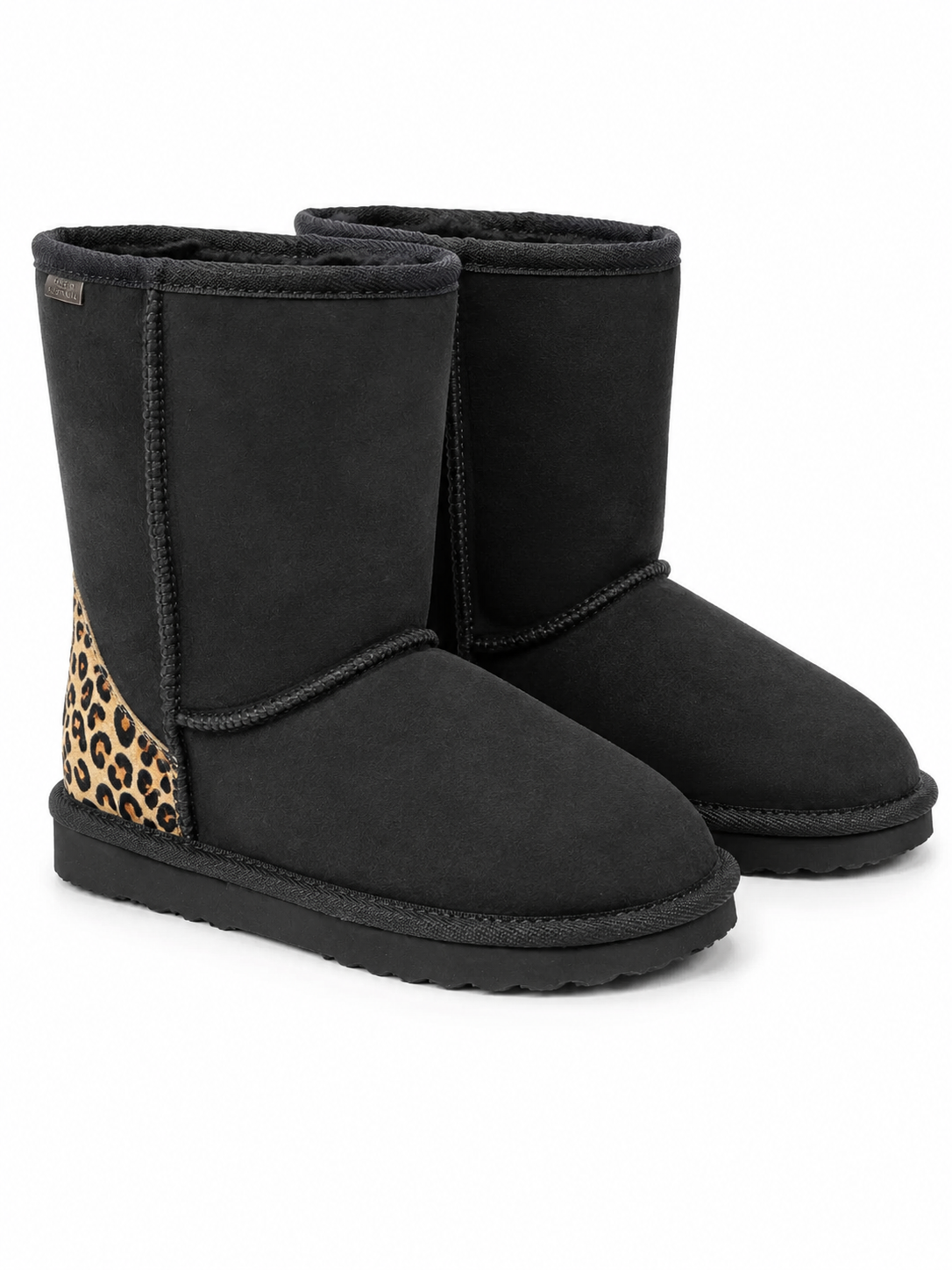 Australian Leather Ugg Leopard Classic Short - Black - AU6