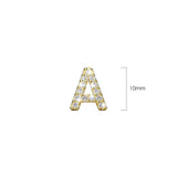 Solid 925 Sterling Silver Glamour Alphabet Letter Earrings Gold