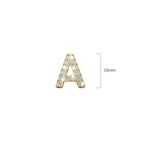 Solid 925 Sterling Silver Glamour Alphabet Letter Earrings Gold
